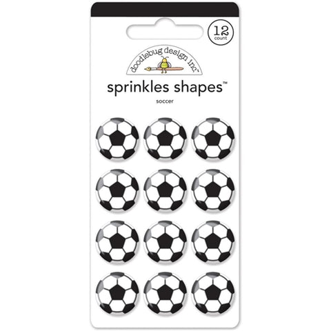 Doodlebug - Sprinkles Adhesive Glossy Enamel Embellishments - Soccer Ball
