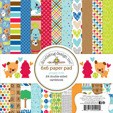 Doodlebug - Double-Sided Paper Pad - Puppy Love (6 x 6-24/Pkg)