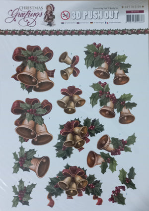 Amy Design - Christmas Geetings A4 Decoupage, Bells | Hobby Craft and Scrap
