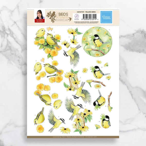 Jeanine's Art 3D Diecut Decoupage - Yellow Birds | Hobby Craft and Scrap