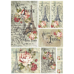 Stamperia Rice Paper Sheet A4 - Voyage en France
