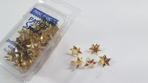 Paper Stud Flat Top Faceted Star Gold 100pk WH