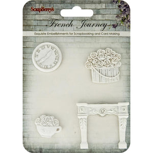 ScrapBerry's French Journey #3 Clock, Flower Basket, Cup, Fireplace