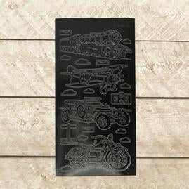 Artdeco Sticker - Old Driving Machines - Black