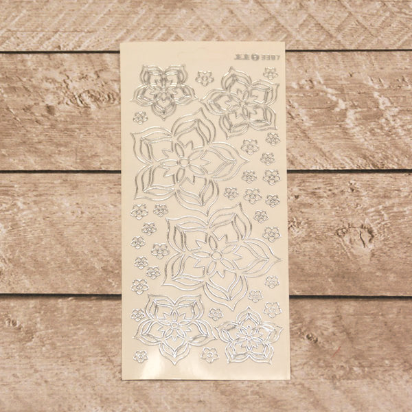 Sticker - AD - Flowers - Silver / transparent