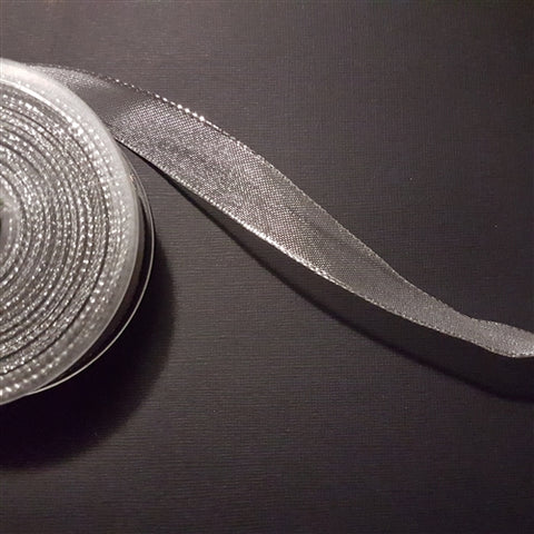 Birch - Craft Ribbon Silver w/Silver Trim 22mm - per meter