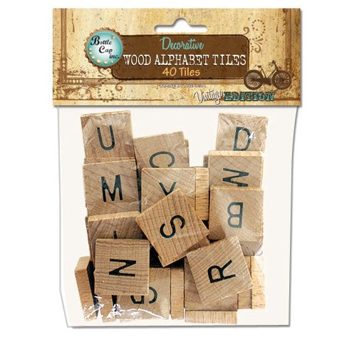 Bottle Cap - Salvaged Wood Alphabet Tiles Uppercase (40/Pkg)