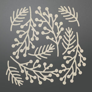 Couture Creations - Let Every Day Be Christmas - Pine Needles Chipboard Set (9pc) (82 x 82mm | 3.2 x 3.2in) WH