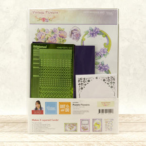 Dot & Do 3D Push Out Kit Vintage Flowers - Purple Flowers