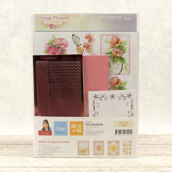 Dot & Do 3D Push Out Kit Vintage Flowers - Pink Butterfly