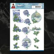 Jeanine's Art Frosty Ornaments Blue Rose Decoupage A4 Sheet
