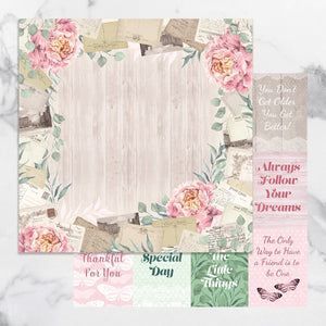 Paper - 12 x 12in Double Sided - Peaceful Peonies Sheet 8 (1pc)