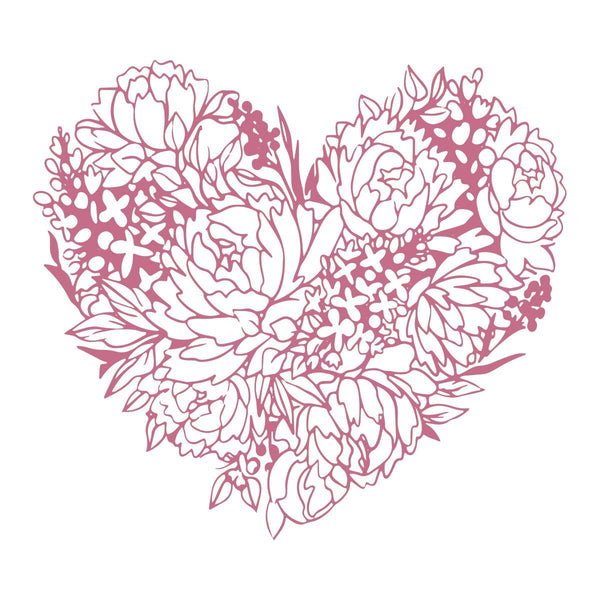 Mini Stamp - Peaceful Peonies - Floral Heart (1pc)