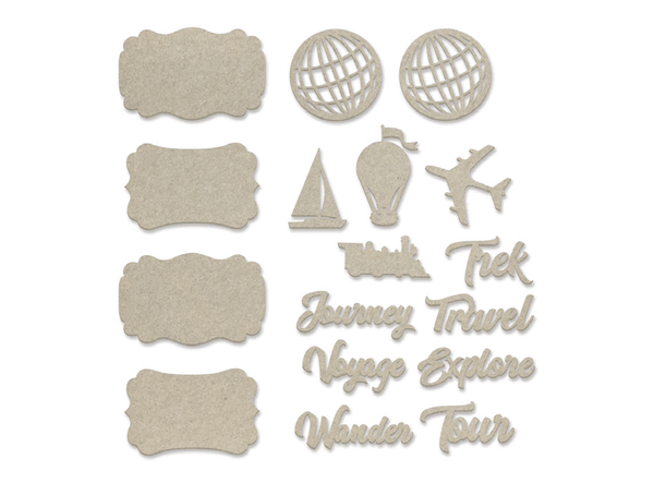 New Adventures - Chipboard set, Travel Elements