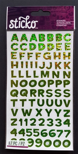 EK Success Stickers - Funhouse Green Metallic Alphanumeric (87 Pcs)