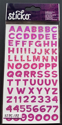 EK Success Stickers - Funhouse Pink Metallic Alphanumeric (87 Pcs)
