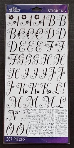EK Success Stickers - Black Dorchester Med Alphanumeric (267 Pcs)