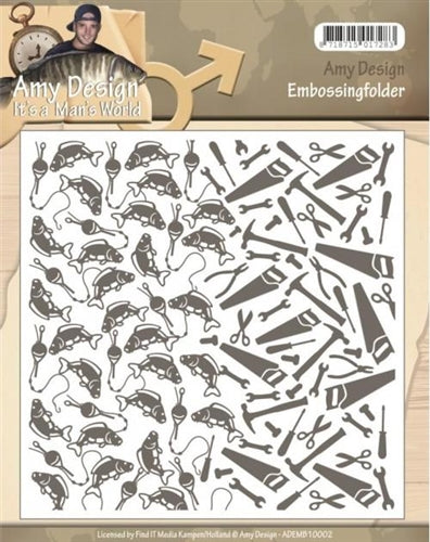 Find It Trading (Amy Design)- It's a Man's World Embossing Folder  (6 x 6)