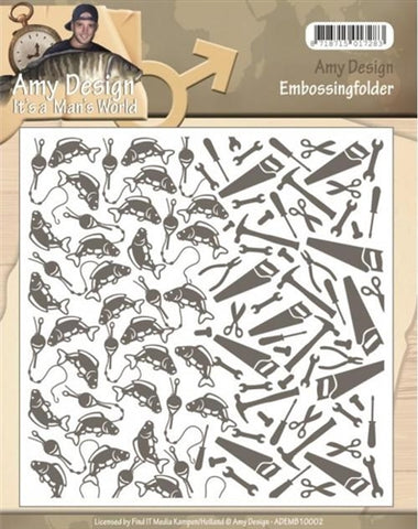 Find It Trading (Amy Design)- It's a Man's World Embossing Folder  (6 x 6)