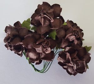 Handmade Mulberry Paper Flowers - 5 Stems (3 cm) - Dark Chocolate