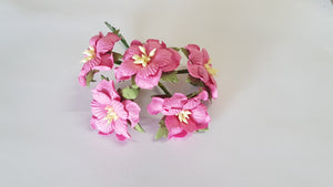 Handmade Mulberry Two Layered Paper Flowers - 5 Stems (3 cm) - Hot Pink