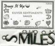 Memory Mates Buttons - Silver Sentiments-Smiles
