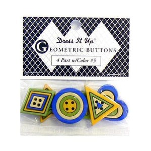 Memory Mates Buttons - Geometric Buttons 4 Part w/Color No.5 (Blue/Green/Yellow)