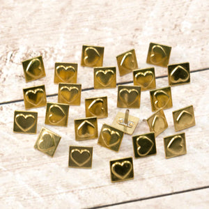 Paper Stud Metal Heart in Square Gold 25pk WH