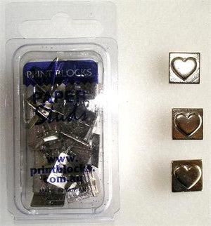 Paper Stud Metal Heart in Square Silver 25pk WH