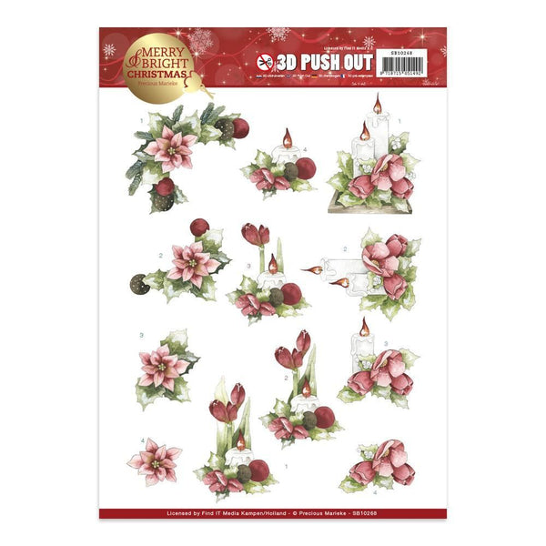 Precious Marieke - Merry & Bright Christmas A4 Decoupage Sheet, Candles