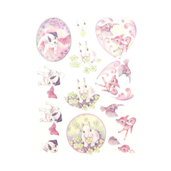Jeanine's Art Young Animals - 3D Diecut Decoupage Push Out Kit, Cuties in Purple