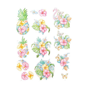 Yvonne Creations Happy Tropics - 3D Diecut Decoupage Push Out Kit, Tropical Flowers