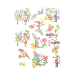 Yvonne Creations Happy Tropics - 3D Diecut Decoupage Push Out Kit, Exotic Birds