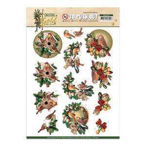 Amy Design - Christmas in Gold A4 Decoupage Sheet, Birds