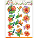 Jeanine's Art - Exotic Flowers 3D Push Out, Blue Flowers