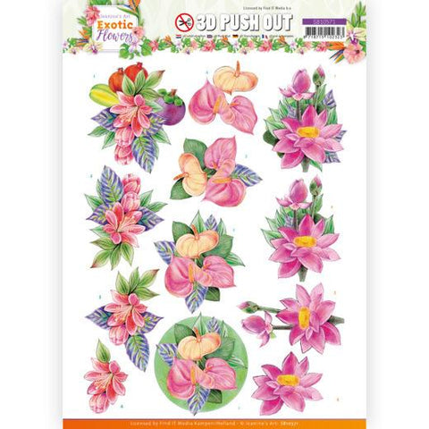 Jeanine's Art - Exotic Flowers 3D Push Out, Pink Flowers