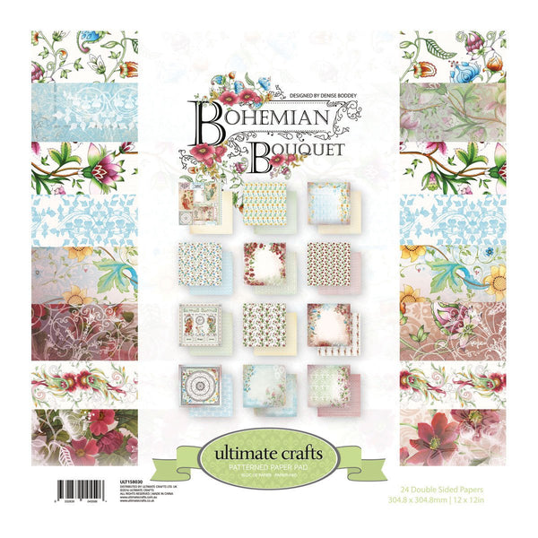 Ultimate Crafts - 12x12 Bohemian Bouquet Paper Pad (12 x 12 Inch) WH