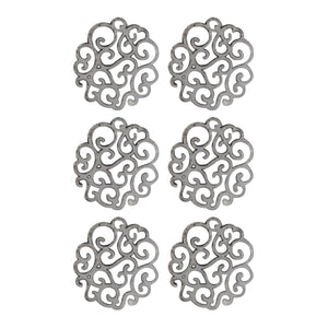 Ultimate Crafts - Bohemian Bouquet Swirled Doily Metal Charms (6pc) (22 x 24mm | 0.8 x 0.9in)
