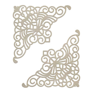 Ultimate Crafts - Ornate Corners Chipboard Set (2pc) (45 x 45mm | 1.7 x 1.7in) WH