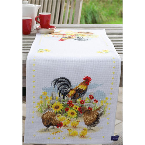 Vervaco - Counted Cross Stitch Kit (on Aida) - Cock-A-Doodle-Doo Runner
